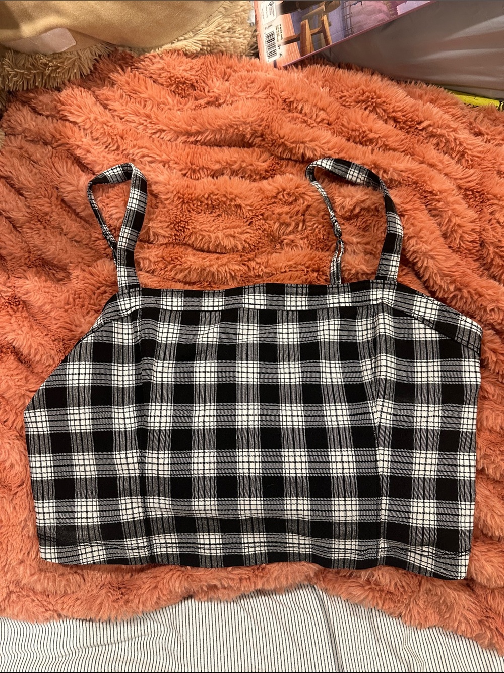 Hollister Black and White Plaid Cropped Camisole